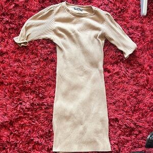 knee length dresses for ladies Zara Collared Long-sleeved Knit Dress